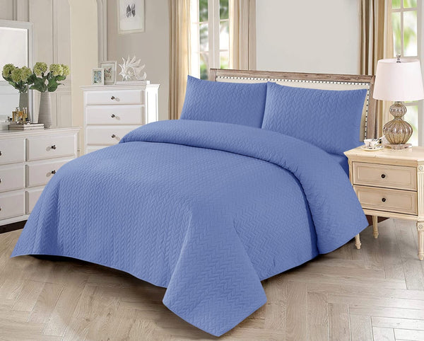 3-Piece Faded blue Plain Bedspread