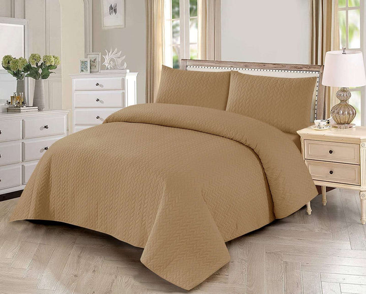 3-Piece Limed Oak Plain Bedspread