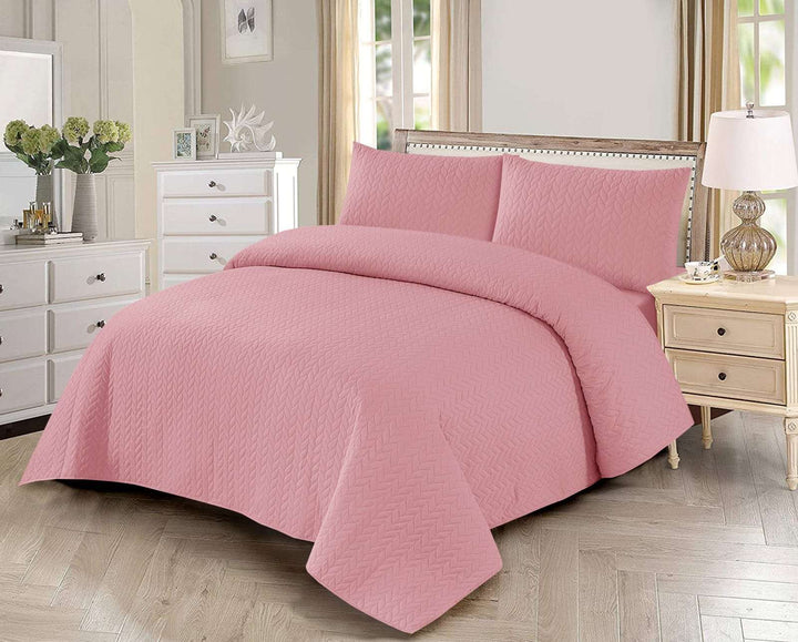 3-Piece Faded Pink Plain Bedspread